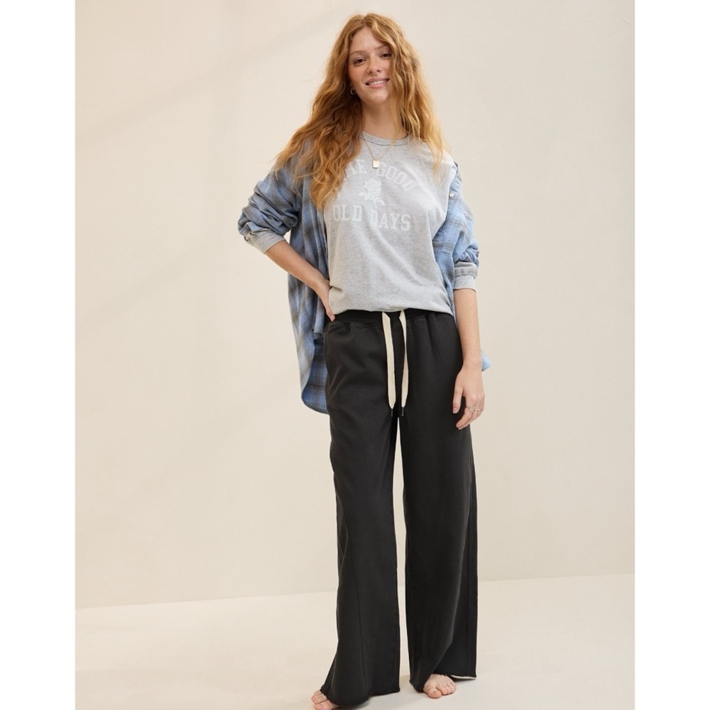 Aerie NWT Grey Soft Landing Wide Leg Trouser Pants Size XS